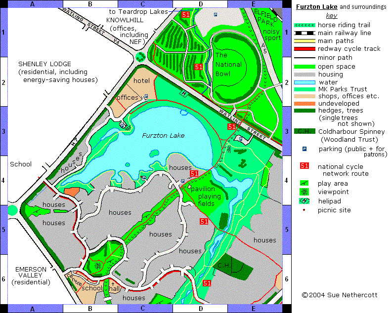 Furzton Lake area map